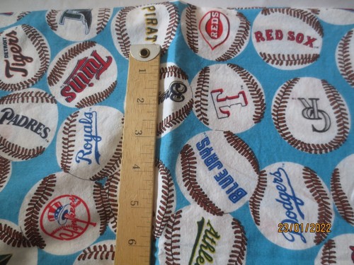 33" x 56" wide Vintage Cotton Fabric Baseballs All Over Fabric Traditions 2000 - Picture 2 of 3