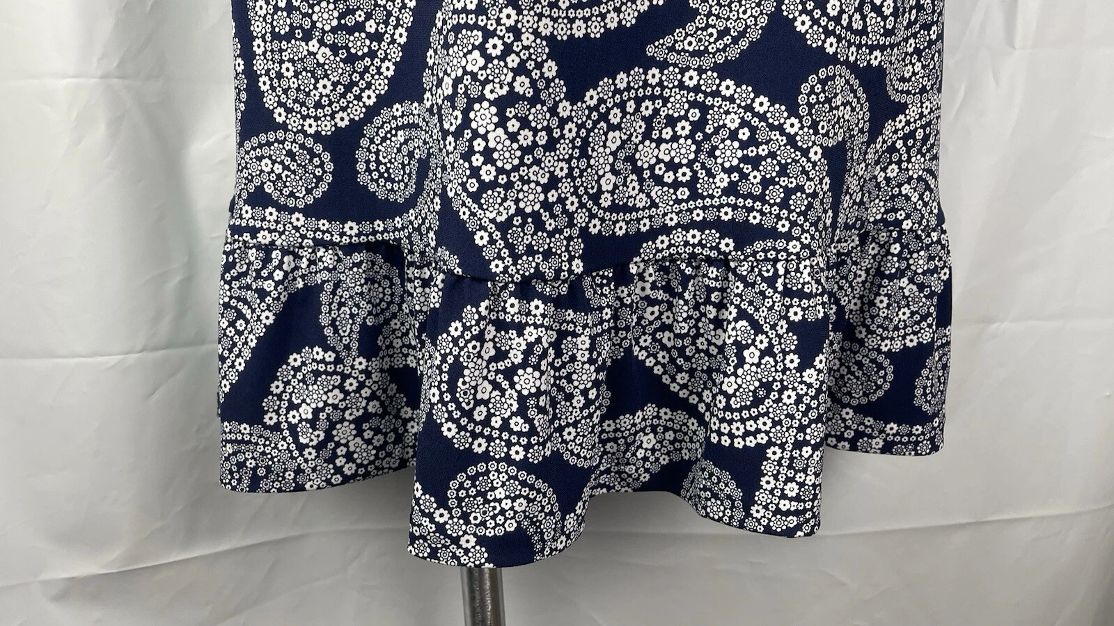 Abito Michael Kors blu bianco jersey floreale elasticizzato orlo svolazzante nuovo taglia S