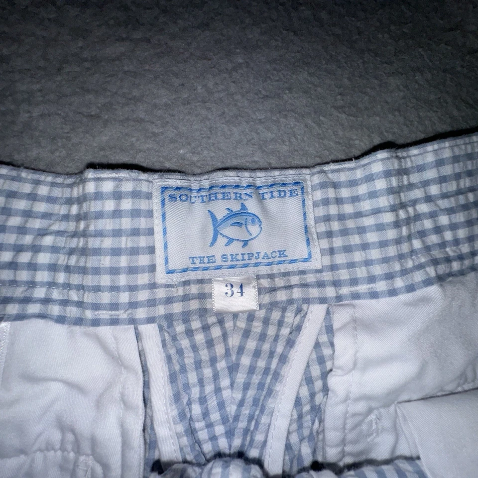 Southern Tide Shorts Mens 34 Blue White Seersucker Chino Lightweight Breathable - Image 3 of 4