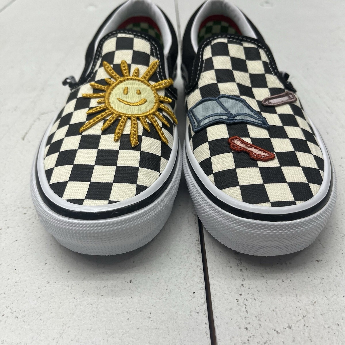 Vans Skateistan Black White Checkered Slip On Shoes Patch 