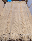Popcorn Stitch Afghan Handmade Crochet Throw Blanket Cream 47 x 59 Vintage