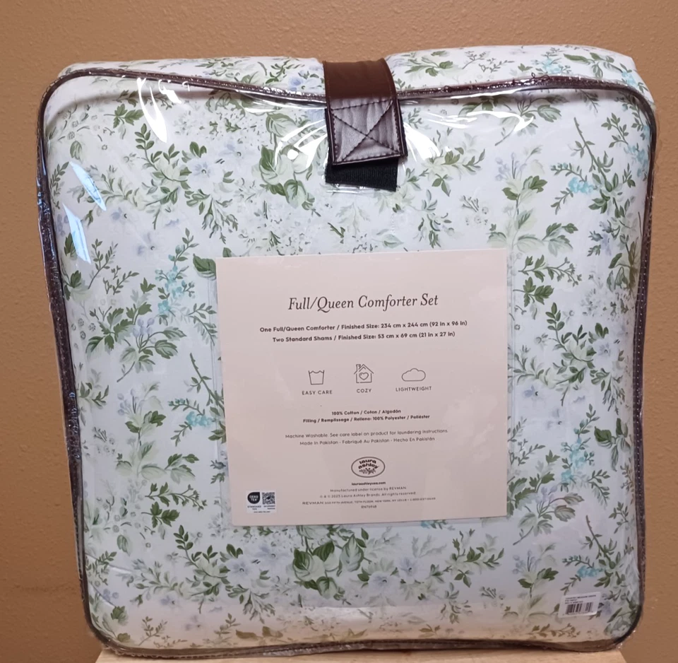 Комплект постельного белья и наволочек Laura Ashley Country Meadow зеленый цветочный 3 шт. полный/королева - Изображение 4 из 4