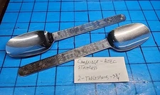 2 - Cambridge AZTEC Stainless Place/Oval Soup Spoons Geometric Flatware 7 3/4"