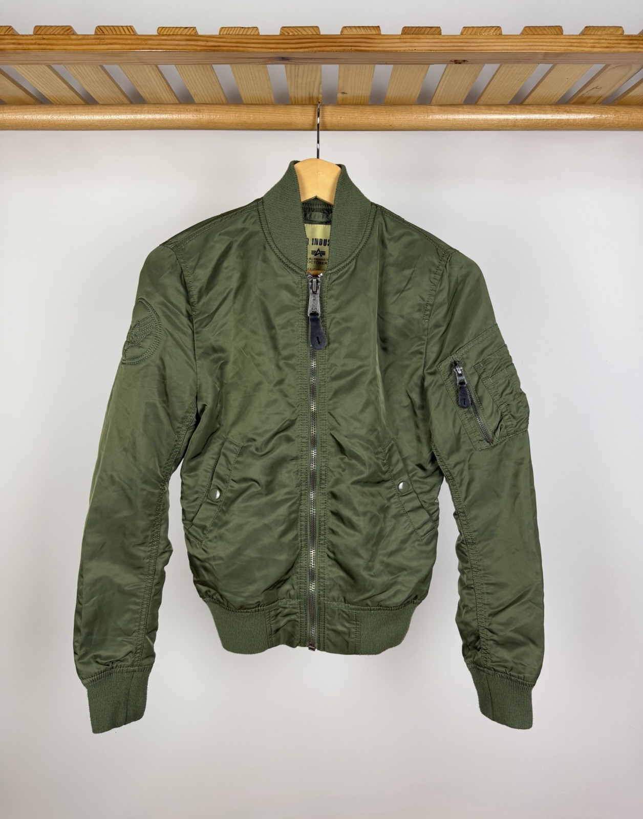 Alpha Industries Jacket Womens XS Flight Bomber MA-1 Laced Green