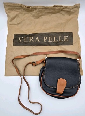 VERA PELLE LEATHER NAVY BLUE ITALIAN PURSE HANDBAG ITALY CROSSBODY SHOULDER BAG