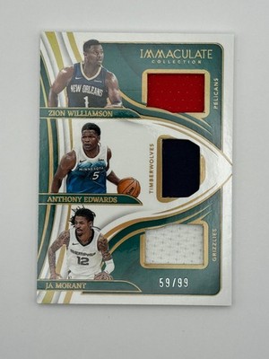 2023-24 Immaculate Zion Williamson/Anthony Edwards/Ja Morant Triple Patch /99