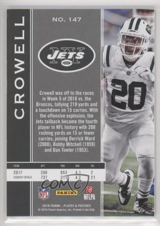 2018 Panini Plates & Patches Blue /50 Isaiah Crowell #147 - Image 2 of 2