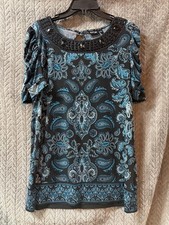 APT. 9 Women's Black and Blue Beaded Neckline Shirt, Size M