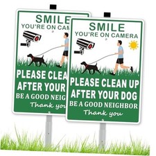  2 Pack Clean Up After Your Dog Signs, Please Pick Up 14 x 10 inches Green