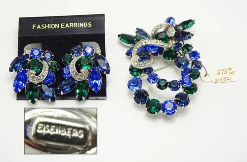 Signed EISENBERG Brooch + Earring Costume Jewelry Set - NO RESERVE! - 3