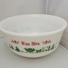 Vintage Hazel Atlas Egg Nog Punch Bowl Milk Glass Christmas Holiday Party Server