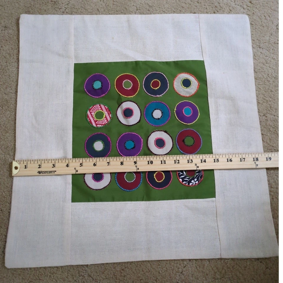 Funda de Almohada Tailandia Hecha a Mano Boho Hippie Abstracta Colorida 19x19 Lote de 3 Foto 4 de 4