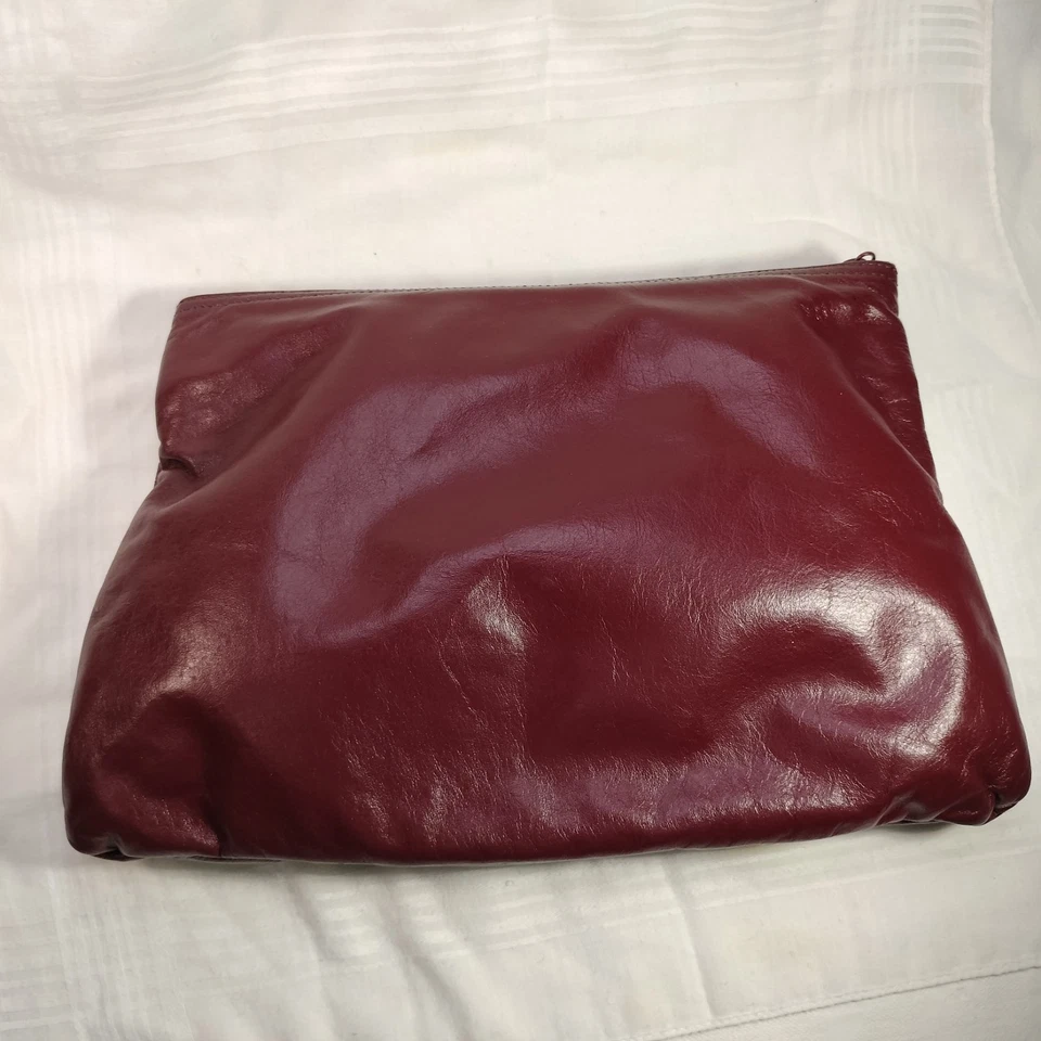 VTG Unbranded Clutch Bag Maroon Zippered Padded 11x7.5" Faux Leather NOS - Image 2 of 4