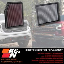 Kn Lifetime Air Filter Cabin Air Filter For 2019-2026 Silverado Sierra 1500