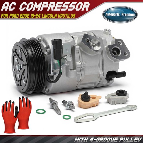 A/C Compressor w/ 4-Groove Pulley & Clutch for Ford Edge 19-24 Lincoln Nautilus