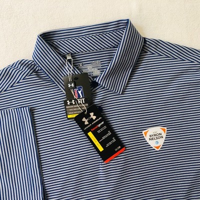 NEW Under Armour AT&T Byron Nelson Men's Size XL Striped Golf Polo Shirt NWT