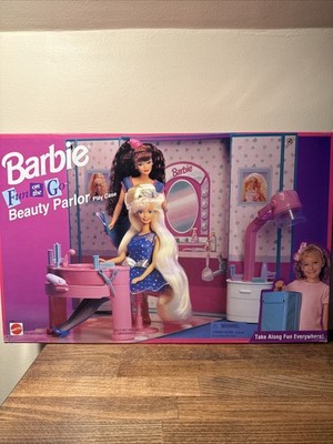 Vintage Mattel 1995 Fun On The Go Beauty Parlor Barbie Doll Play Set Sealed