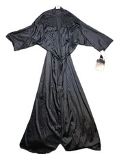 NWT Vintage Vanity Fair Silkenique Robe Black LG Full Length Lace Trim MCM USA
