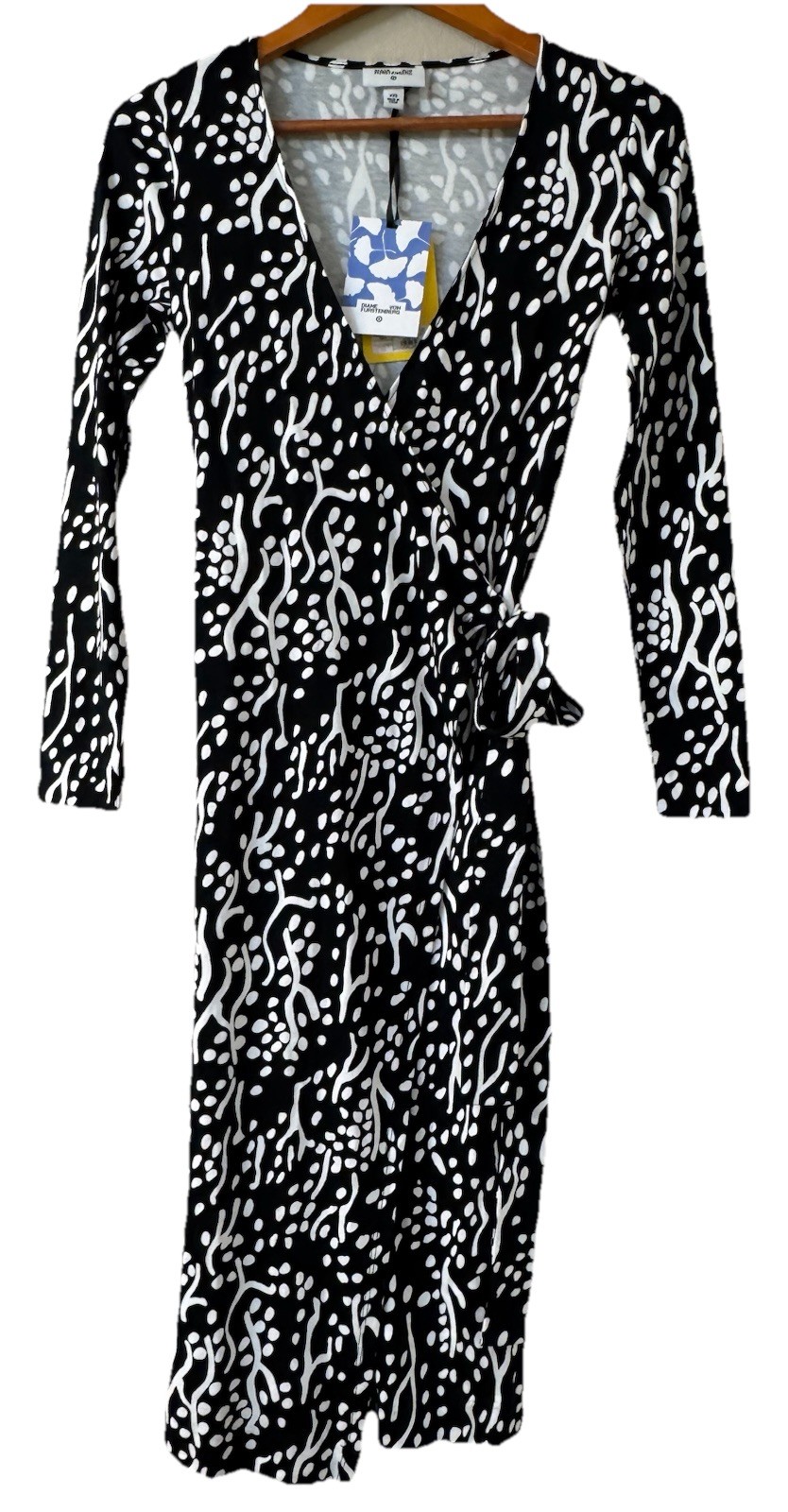 Diane Von Furstenberg True Wrap Midi Dress Size XXS Black/White NWT Target