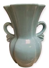 Vintage Haeger Art Pottery Vase Butterfly Handles Light Blue