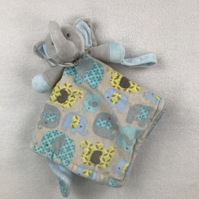 Blankets & Beyond Elephant Lovey Plush Stuffed Baby Security Blanket Gray Blue