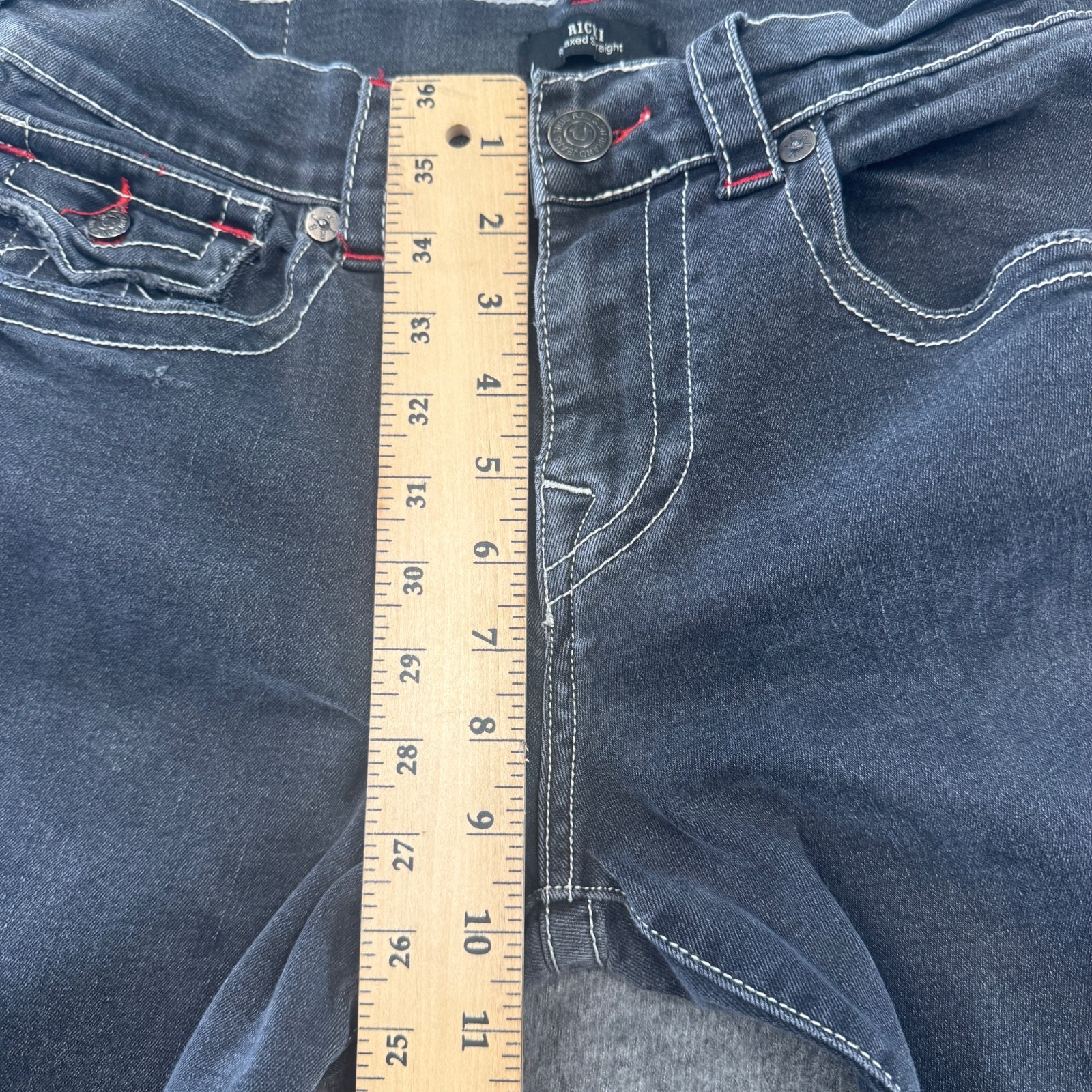 True Religion Ricki Relaxed Straight Jeans Womens 28 Gray Black Wash thumbnail 6