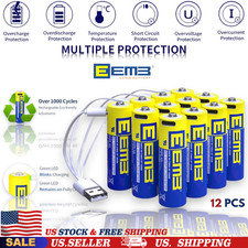 12 Pack AA Batteries 1.5V AA 2600mWh Rechargeable Lithium Batteries USB C Charge