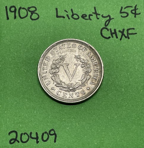 1908 Liberty "V" Nickel 5c Ch Xf Choice Extra Fine - Picture 2 of 3