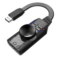 Black USB Sound Card With 3.5mm Audio Plug For Windows 7/ 8/ 9/ 10/ XP/ Vista