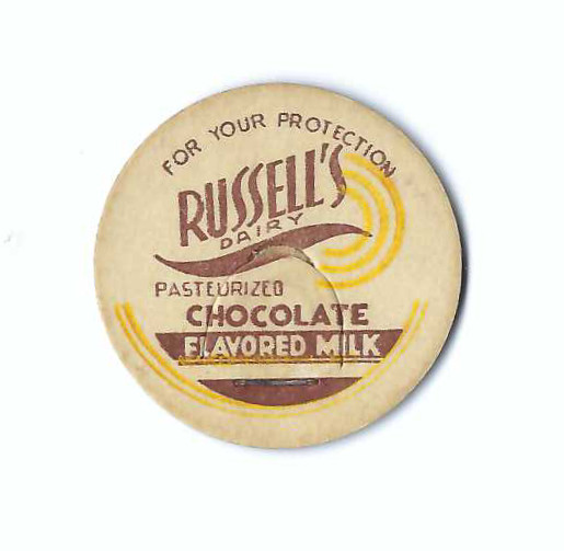 VINTAGE RUSSELL'S DAIRY MAVERICK MILK BOTTLE CAP WELLSVILLE OH O CHOCOLATE FLAV.