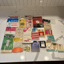 Vintage Sewing Notions Lot NOS Snaps Hooks Eyes Zipper Repair Kit Craft Destash