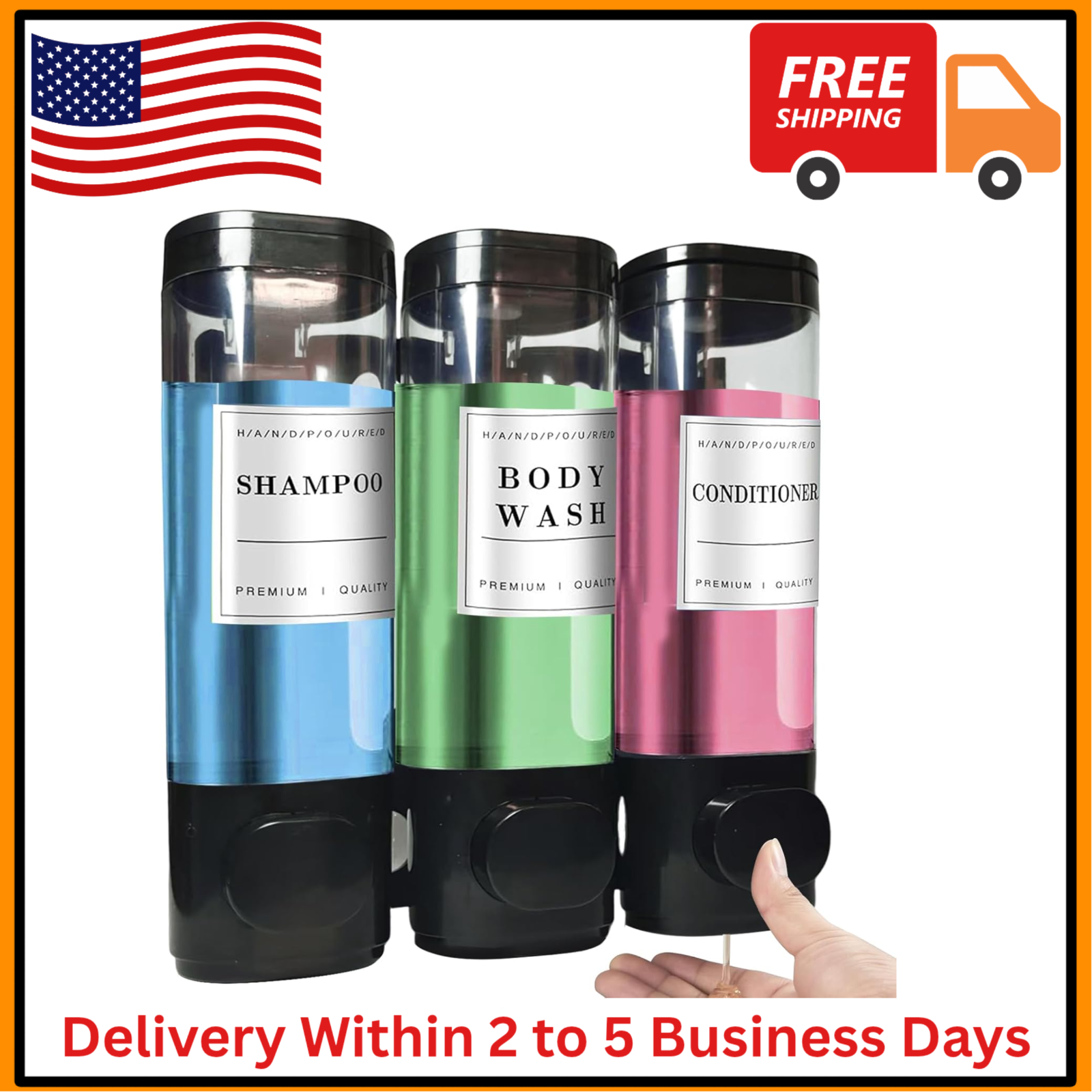 Shampoo and Conditioner Dispenser,Shower Soap Dispenser 3 Chamber No Drill Wall