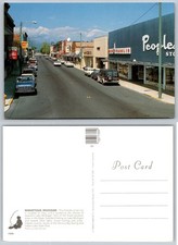 Manistique Michigan Main Street Vintage Postcard Ben Franklin Store 1970s / 80s