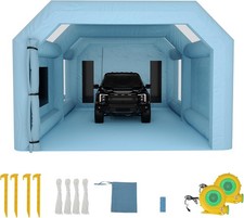 Inflatable Paint Booth 26x15x11 FT with Dual 950+750W Blowers, Large Spray Tent