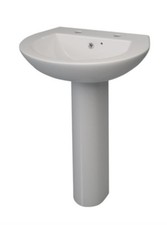 Lecico Atlas Basin Pack 2 Tap Holes Basin and Full Pedestal 55cm