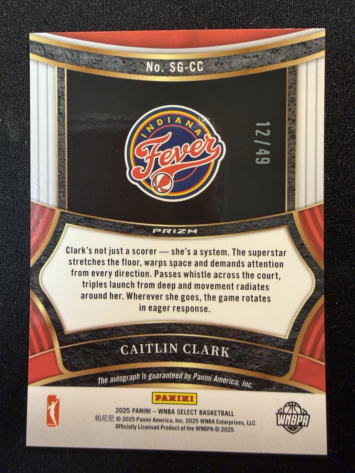 CAITLIN CLARK 2025 PANINI WNBA SELECT SIGNATURES BLUE AUTO /49 #SG-CC🔥 view 2