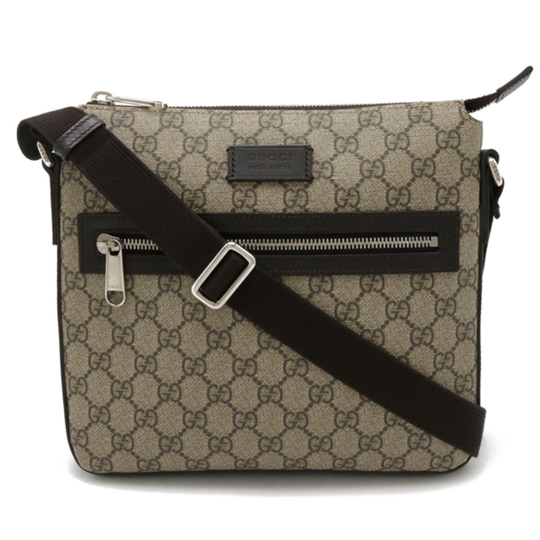 Gucci GG Supreme Crossbody Bag in Beige and Dark Brown