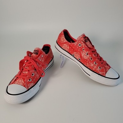 Converse All Stars Coral Red Bandana Print Sneakers Womens 547325F Size 8.5