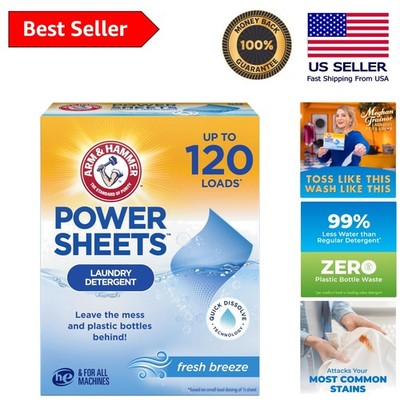 Concentrated Laundry Detergent Sheets - Zero Plastic, Fresh Breeze Scent, 60ct