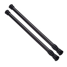 Spring Tension Curtain Rods Short Tension Rod Black,17" to 28"-2Pcs 