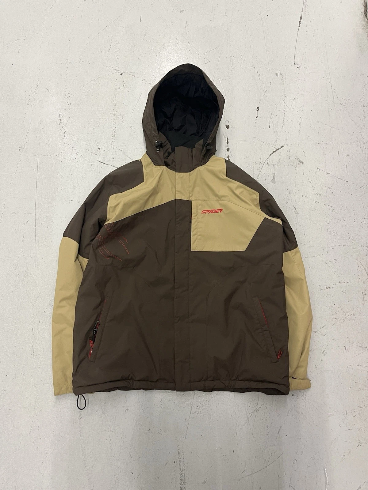 Spyder Ski Snow Jacket Mens XXL Insulated Waterproof Brown Winter Hooded