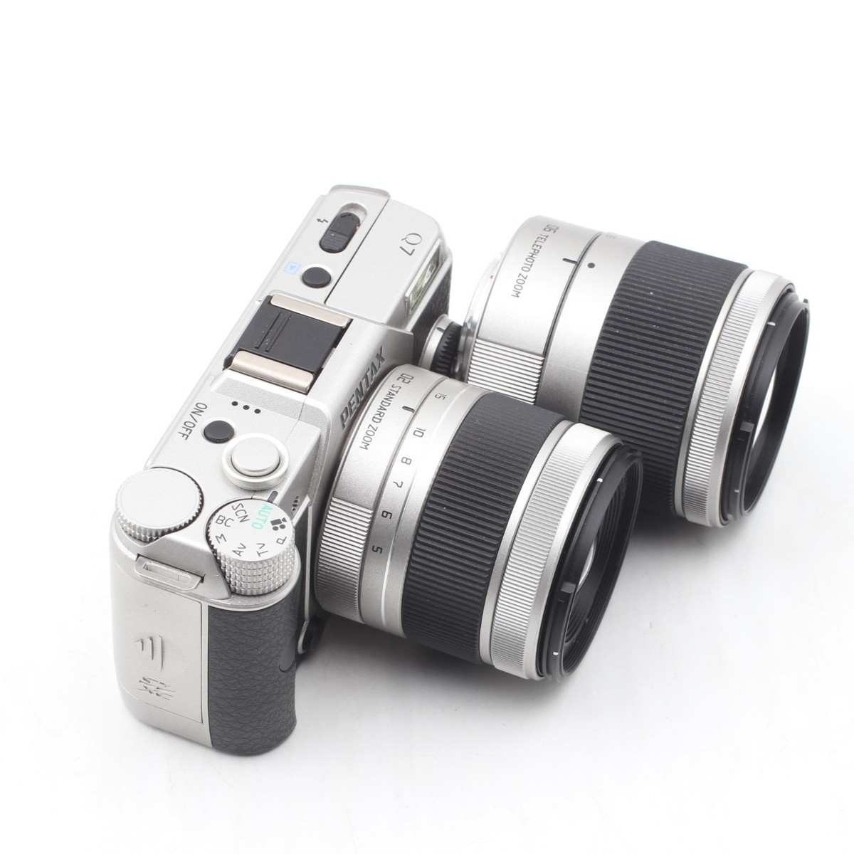 1110shot【NEARMINT】PENTAX Q7 Digital Camera Silver Double Lens 02