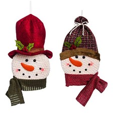 Rustic Forest Snowman LED Plush Hanging D  cor, 2 ASST