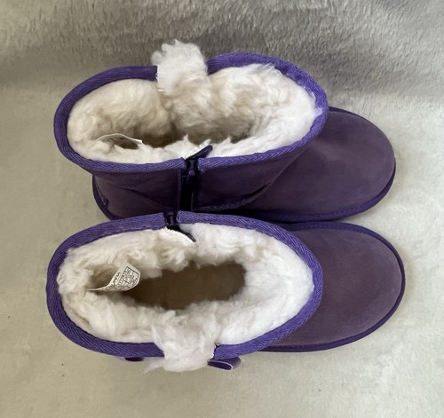 Ugg Koolaburra Victoria Mini Winter Boots Girls Sz 3 Suede Fur Purple *Torn Box - Picture 8 of 11