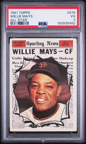 Willie Mays 1961 Topps #579 All-Star San Francisco Giants PSA 3 VG