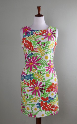 J. MCLAUGHLIN $228 Smooth Stretch Vibrant Floral Shirred Waist Dress Size Large