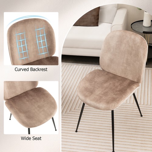 Dining Chair Set of 4 Modern Upholstered Velvet Accent Leisure Chair Kitchen - Picture 6 of 6