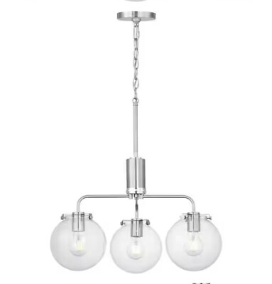 Progress Lighting Berea 3 Light Brushed Nickel Chandelier - Clear Seeded Glass 