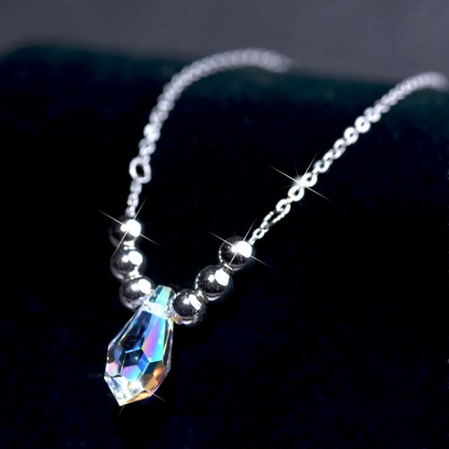18k white gold gf made with Swarovski crystal clear link chain ball bracelet - Picture 2 of 5