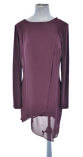 Phase Eight Dress Tunic Burgundy Asymmetric Chiffon Wrap Overlay size UK 8